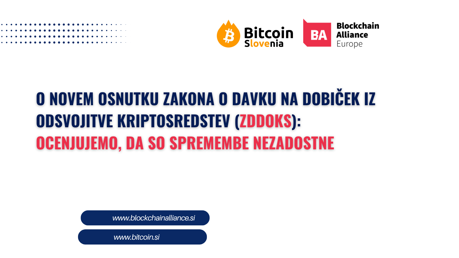 O novem osnutku Zakona o davku na dobiček iz odsvojitve kriptosredstev  (ZDDOKS): Ocenjujemo, da so spremembe nezadostne
