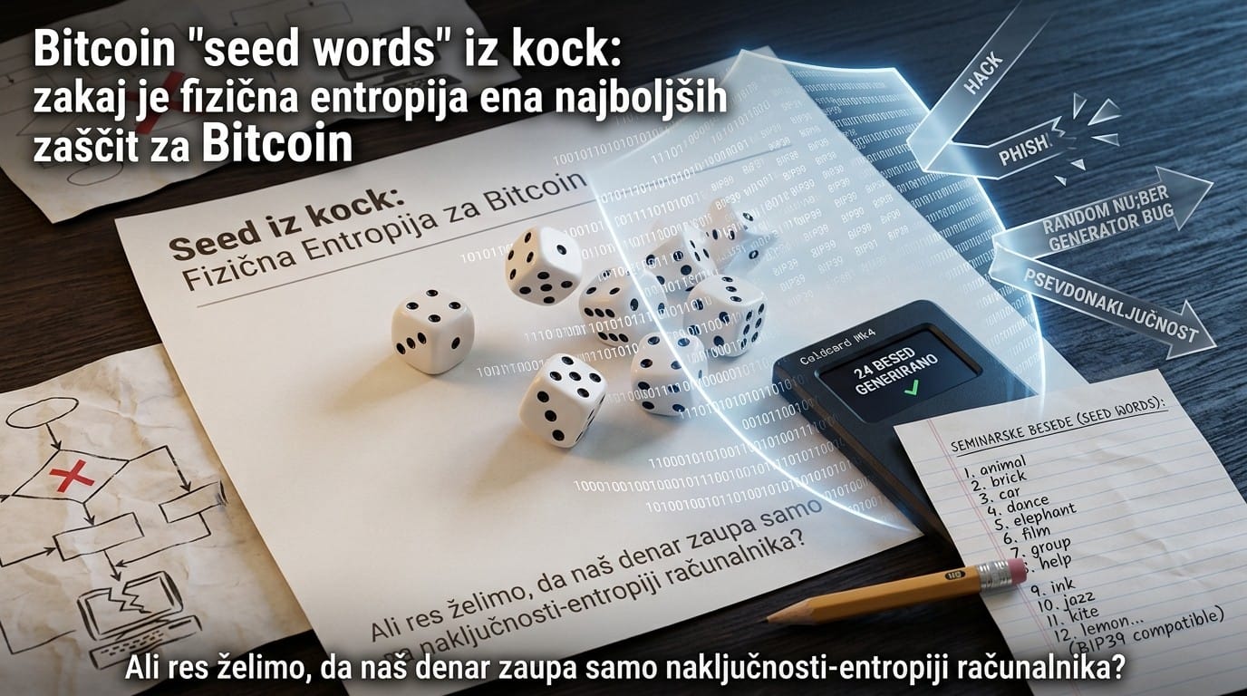 Bitcoin "seed words" iz kock: zakaj je fizična entropija ena najboljših zaščit za Bitcoin